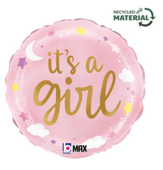 Folienballon - It's a girl, rund - ø 46cm